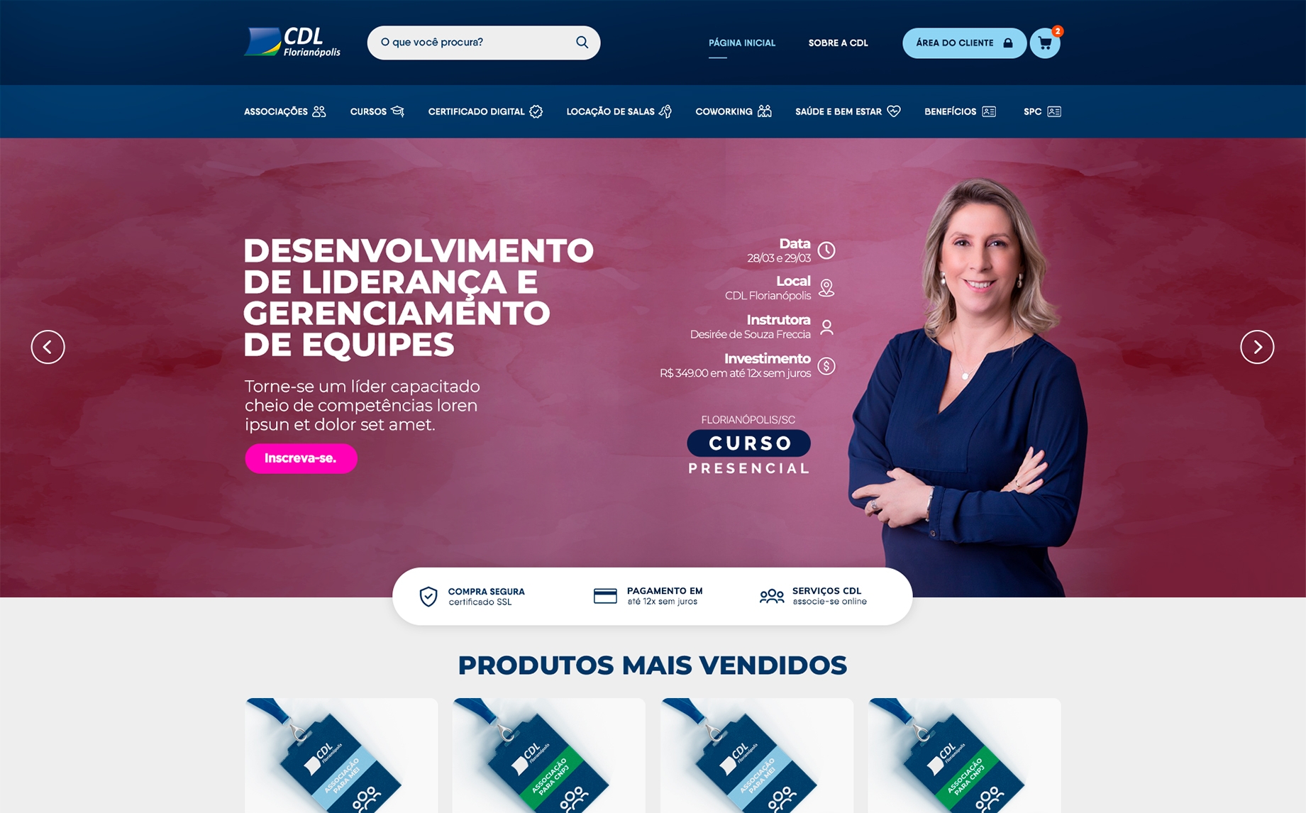 tela inicial do site loja.cdlflorianopolis.com.br