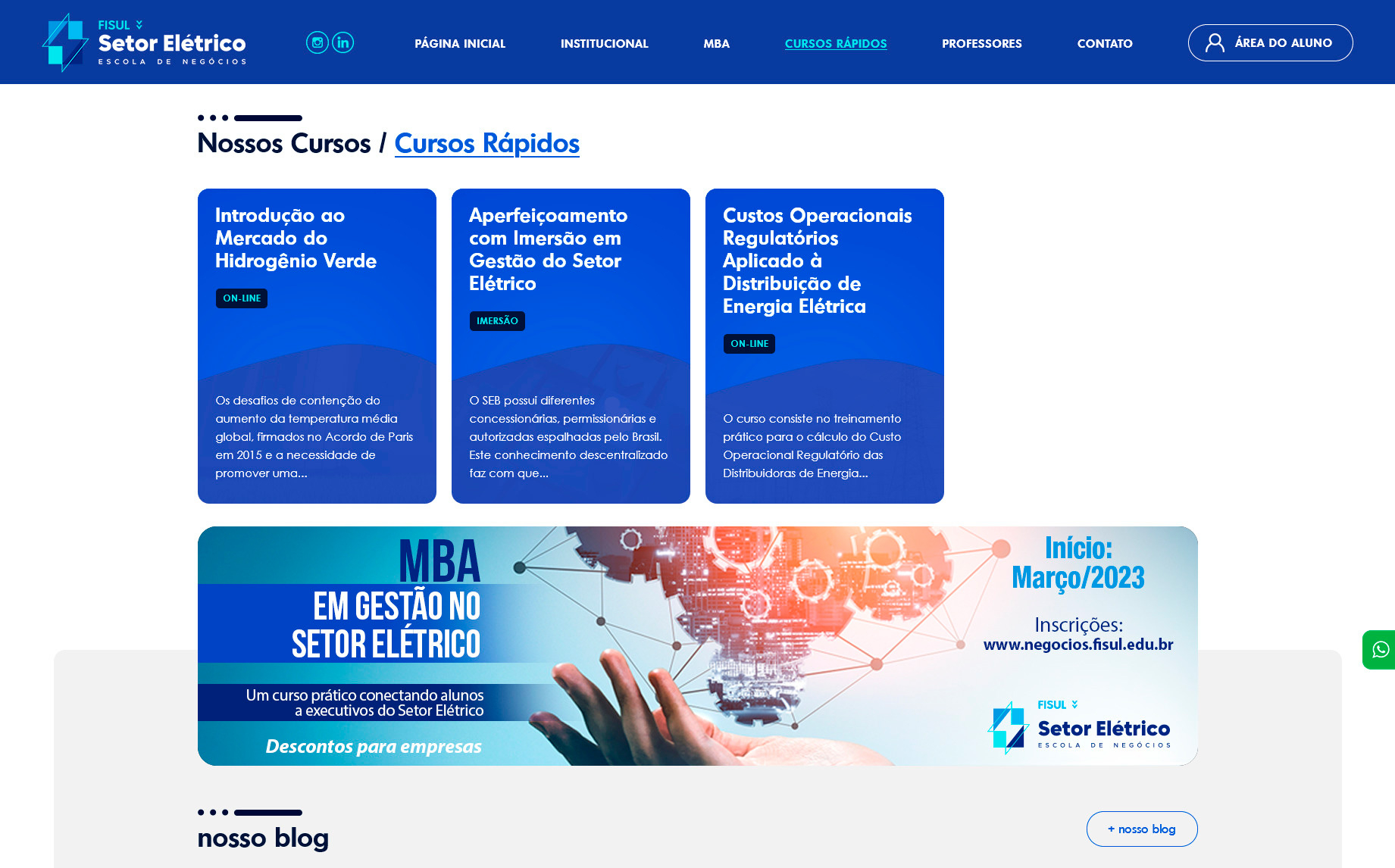 tela interna do site negocios.fisul.edu.br