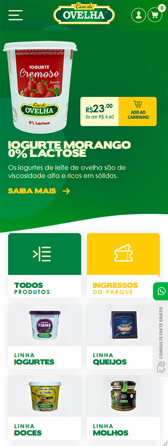 tela mobile do site casadaovelha.com.br
