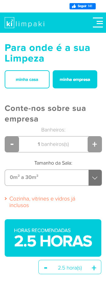 tela mobile do site limpaki.com.br