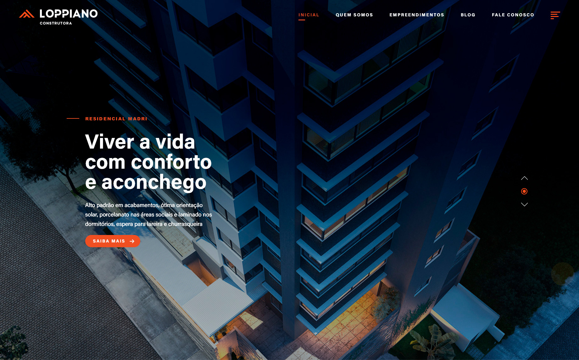tela inicial do site construtoraloppiano.com.br