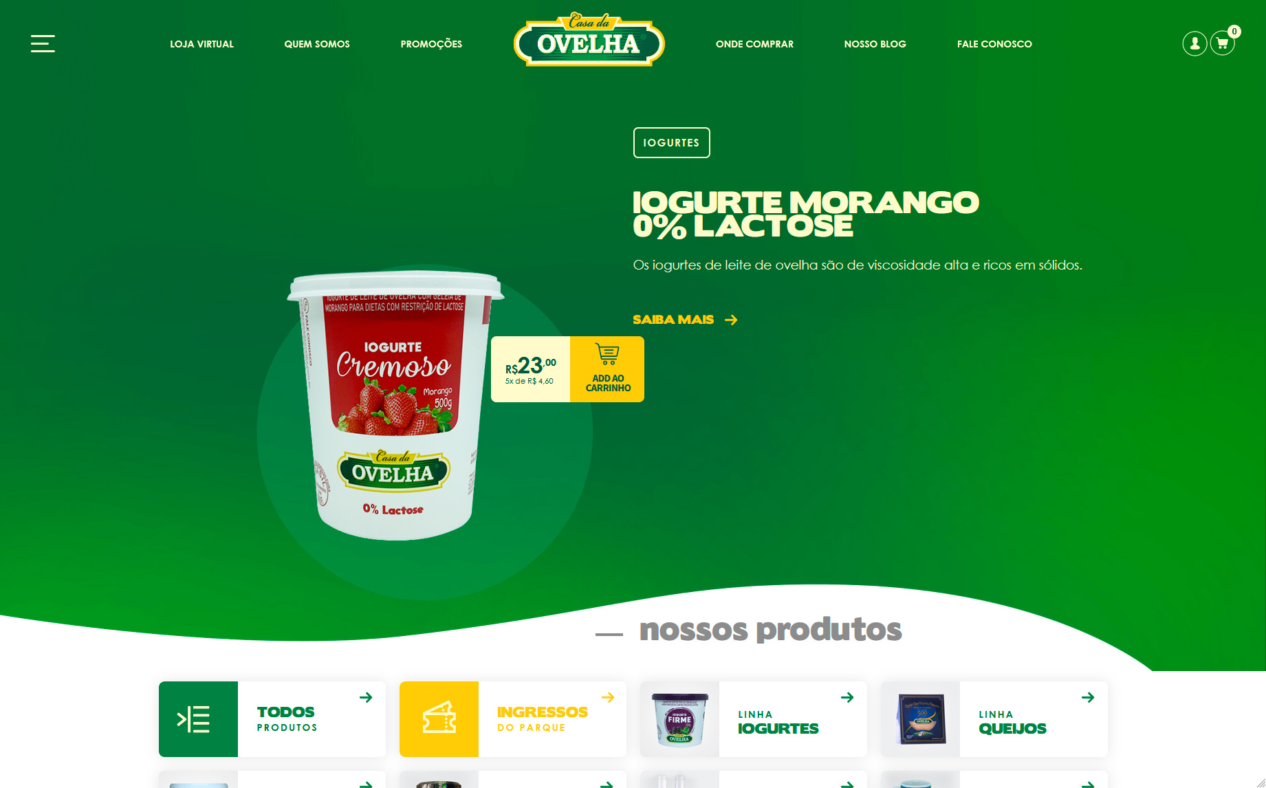 tela inicial do site casadaovelha.com.br