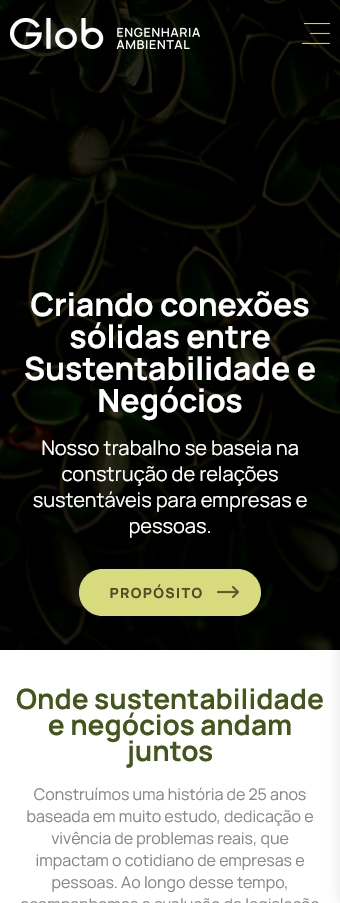 tela mobile do site glob.eng.br