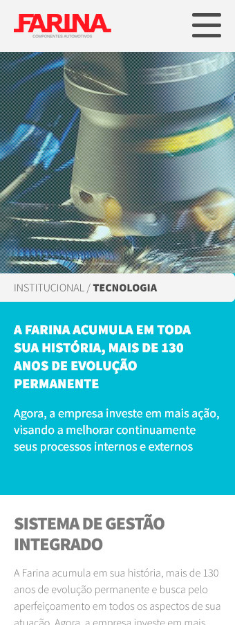 tela mobile do site www.farina.com.br