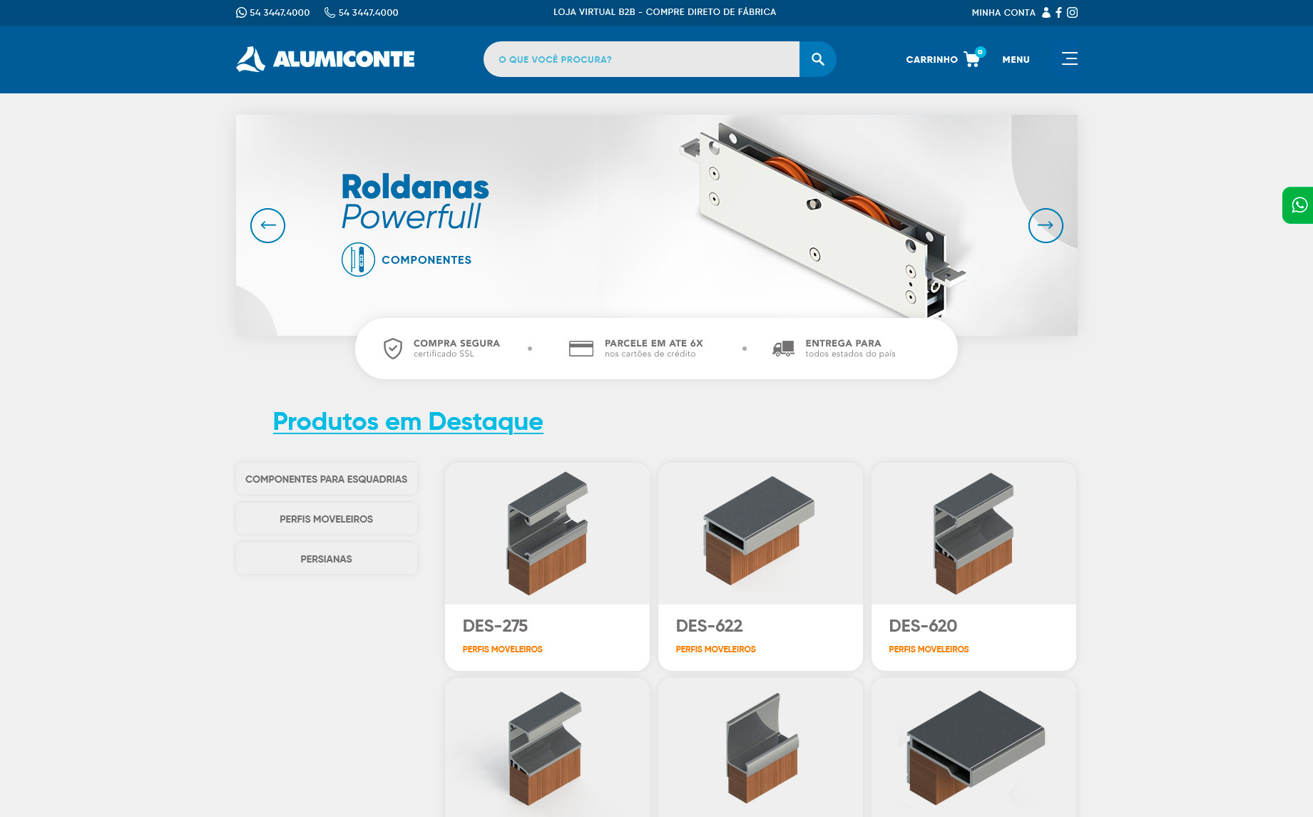 tela interna do site loja.alumiconte.com.br