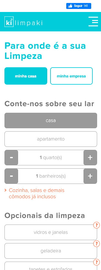 tela mobile do site limpaki.com.br