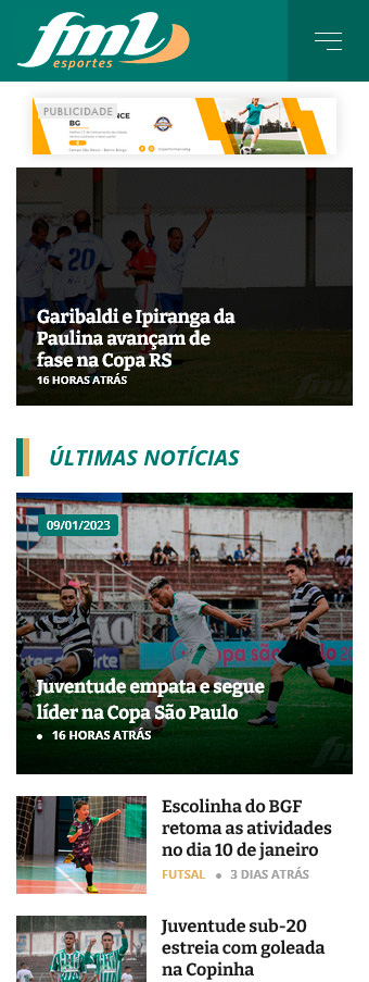 tela mobile do site fmlesportes.com.br