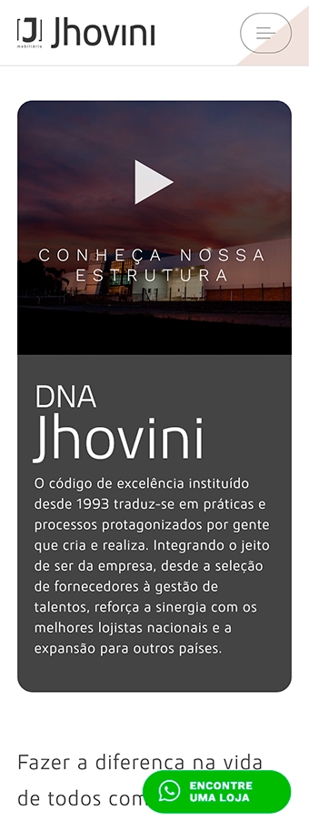 tela mobile do site jhovini.com.br/