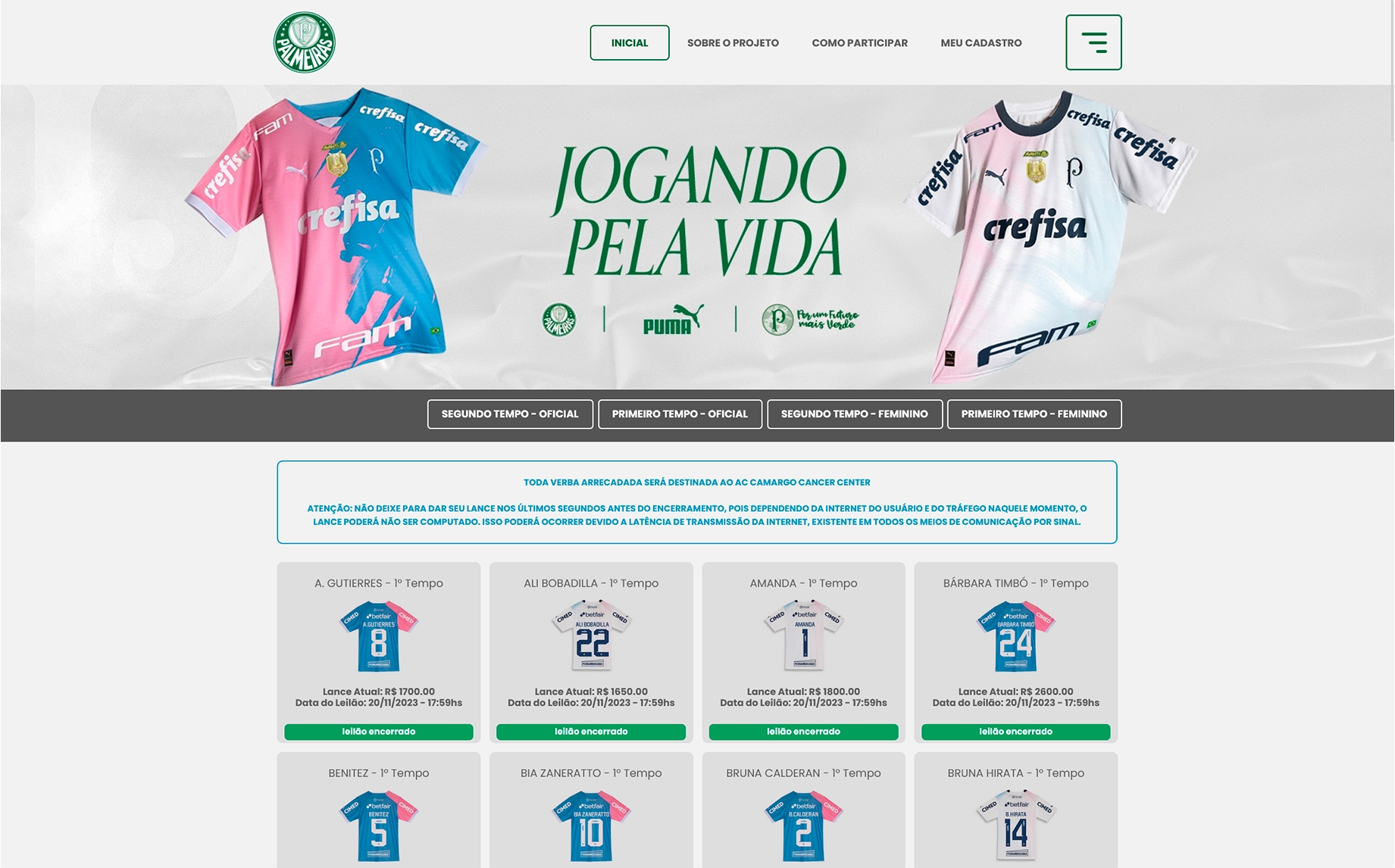 tela inicial do site jogandopelavida.com.br/