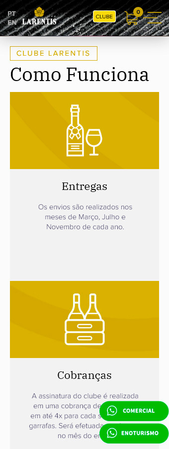 tela mobile do site larentis.com.br